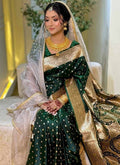 Luxury Pure Japanese Silk Saree – Emerald Green