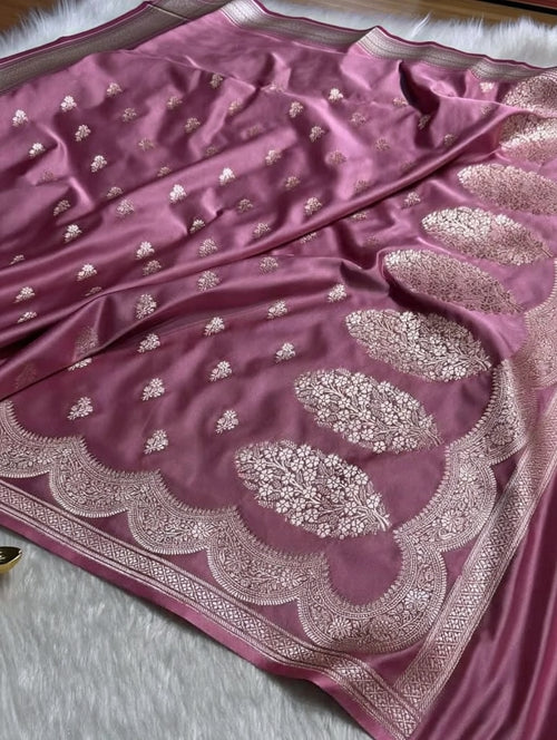 Luxury Pure Japanese Silk Saree – Dusty Rose