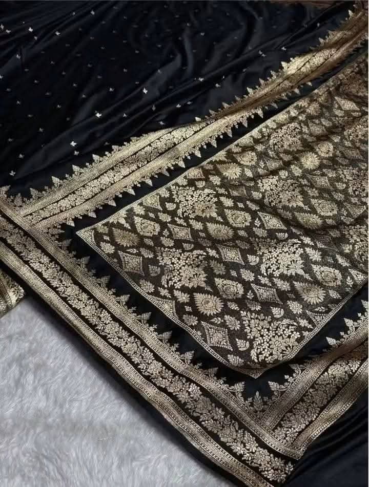 Luxury Pure Japanese Silk Saree – Elegant Black