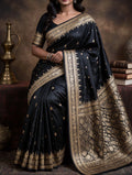 Luxury Pure Japanese Silk Saree – Elegant Black